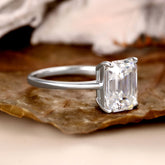 CALLISTA Minimalist Emerald Cut Moissanite Promise Ring Solitaire Engagement Ring